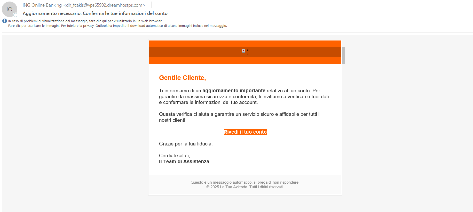 Figura 1 - E-mail di phishing