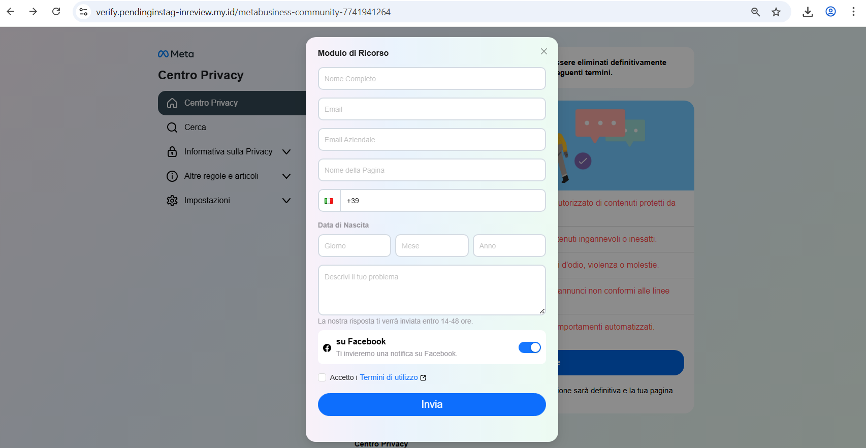 Figura 3 – Inserimento dati personali