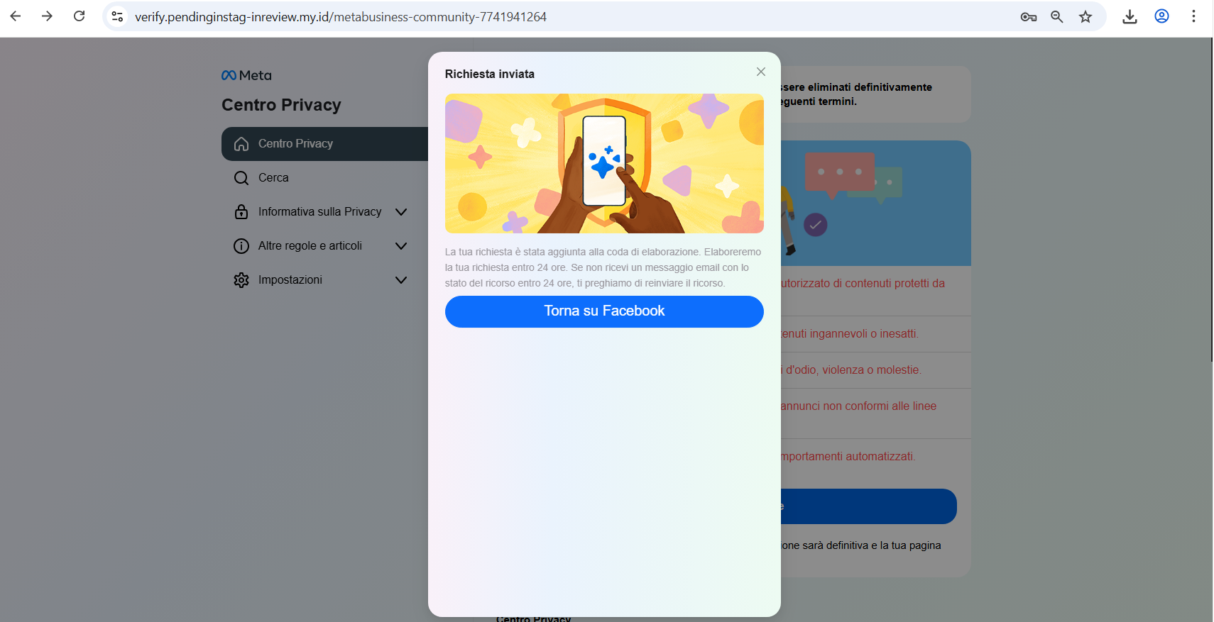 Figura 8 – Conferma completamento procedura